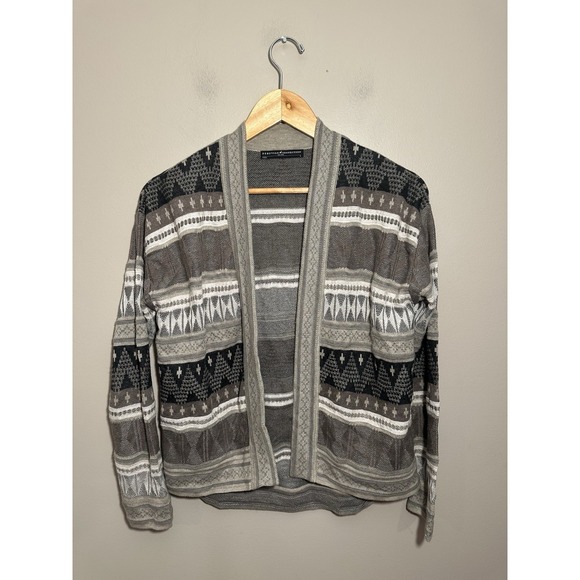 Peruvian Connection Open Front Cardigan Sweater Size Small Aztec Fall Brown - Picture 2 of 5